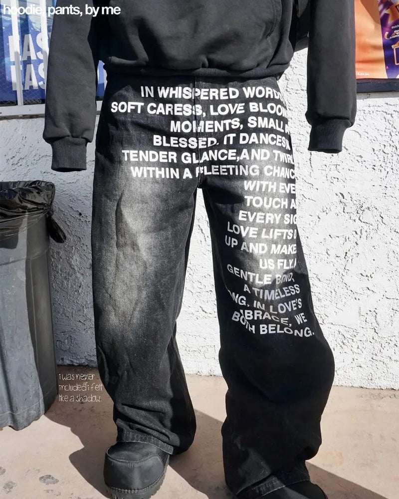 Men’s Vintage American Pattern Letter Jeans