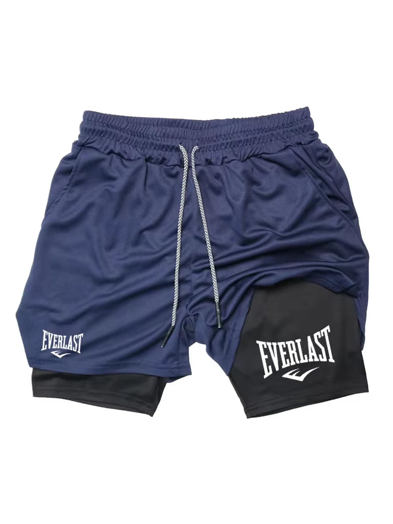 Men Running Shorts 2 in 1 Double-Deck Sport Shorts Sportswear Gym Fitness Short Pants Training Jogging Bottom Men'S Clothing