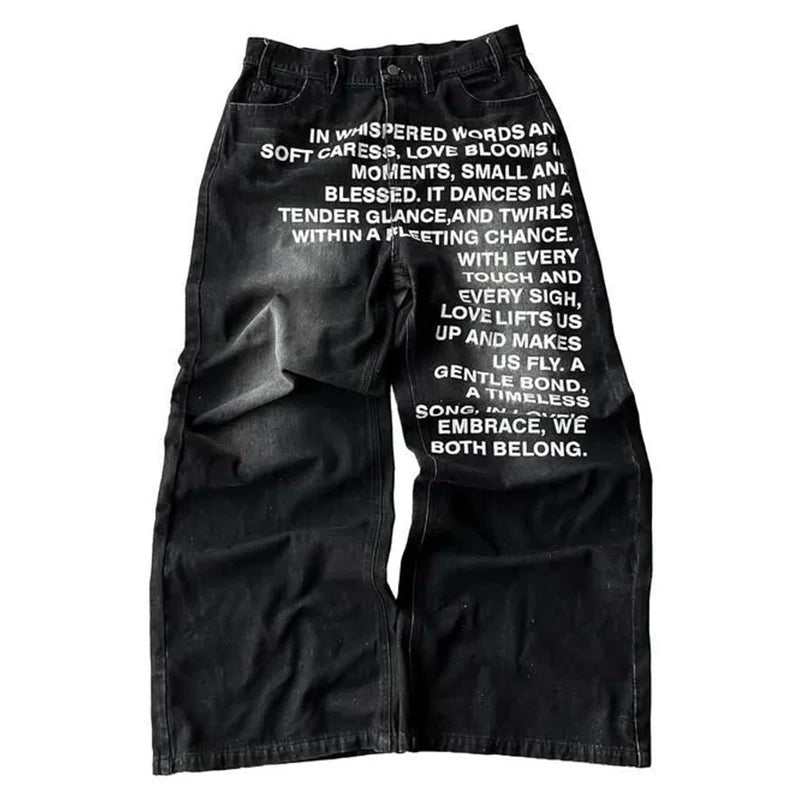 Men’s Vintage American Pattern Letter Jeans